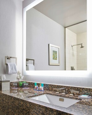 Tina con regadera, amenidades de baño de diseñador, secadora de cabello 