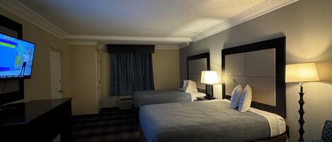 2 Queen Beds | Premium bedding, desk, laptop workspace, blackout drapes