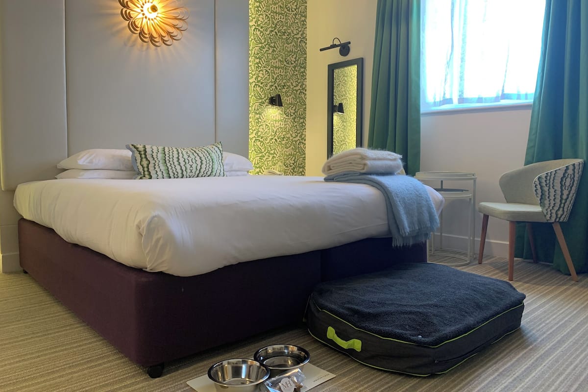 Dog Friendly Executive Double | Premium bedding, desk, laptop workspace, blackout drapes