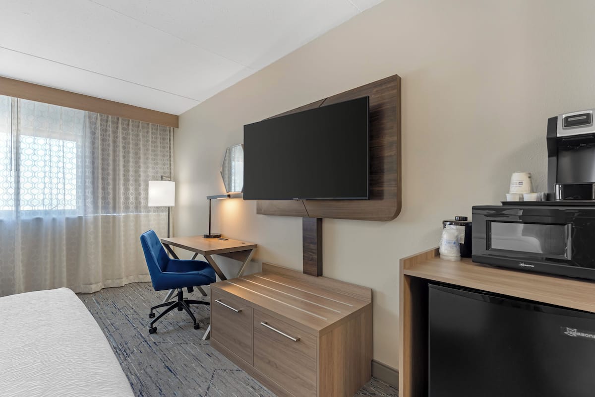 42-inch flat-screen TV with cable channels, TV