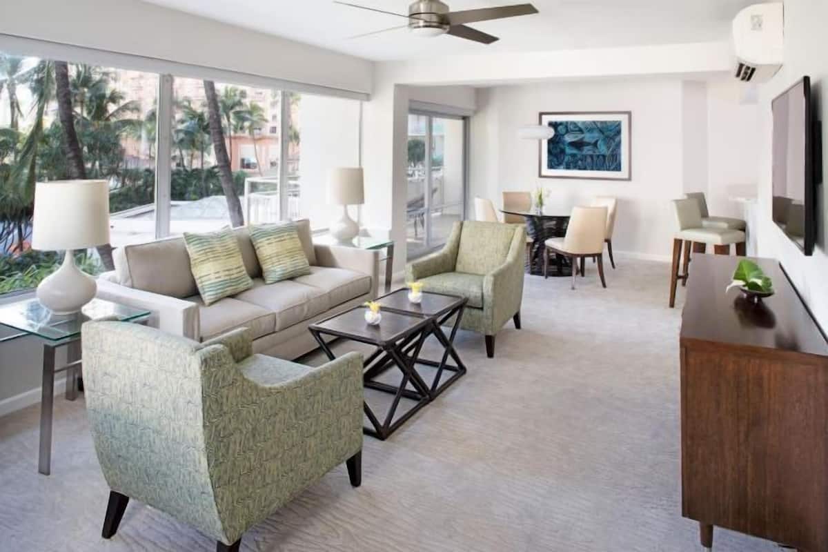 Living area | 40-inch LCD TV with cable channels, TV, DVD player