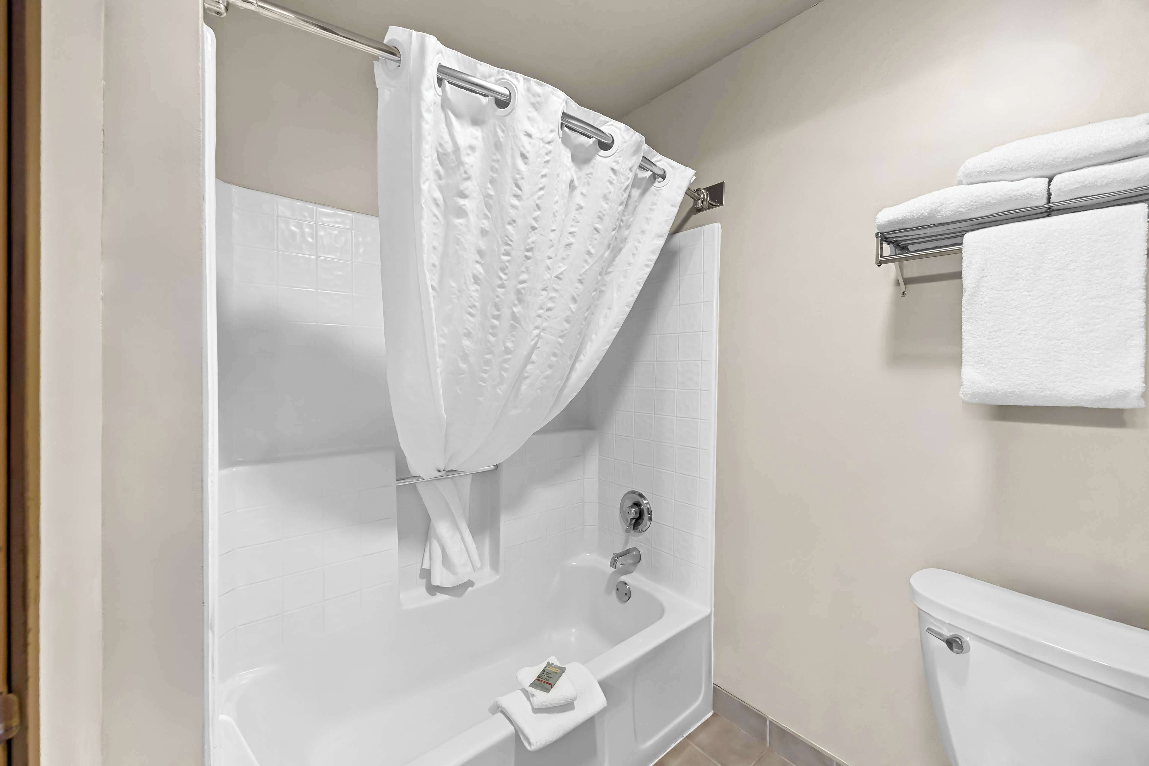 free toiletries, hair dryer, towels