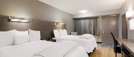 Premium Room, 2 Double Beds (Upgraded Bedding & Snack, Smoke Free) | Desk, blackout drapes, iron/ironing board, free WiFi