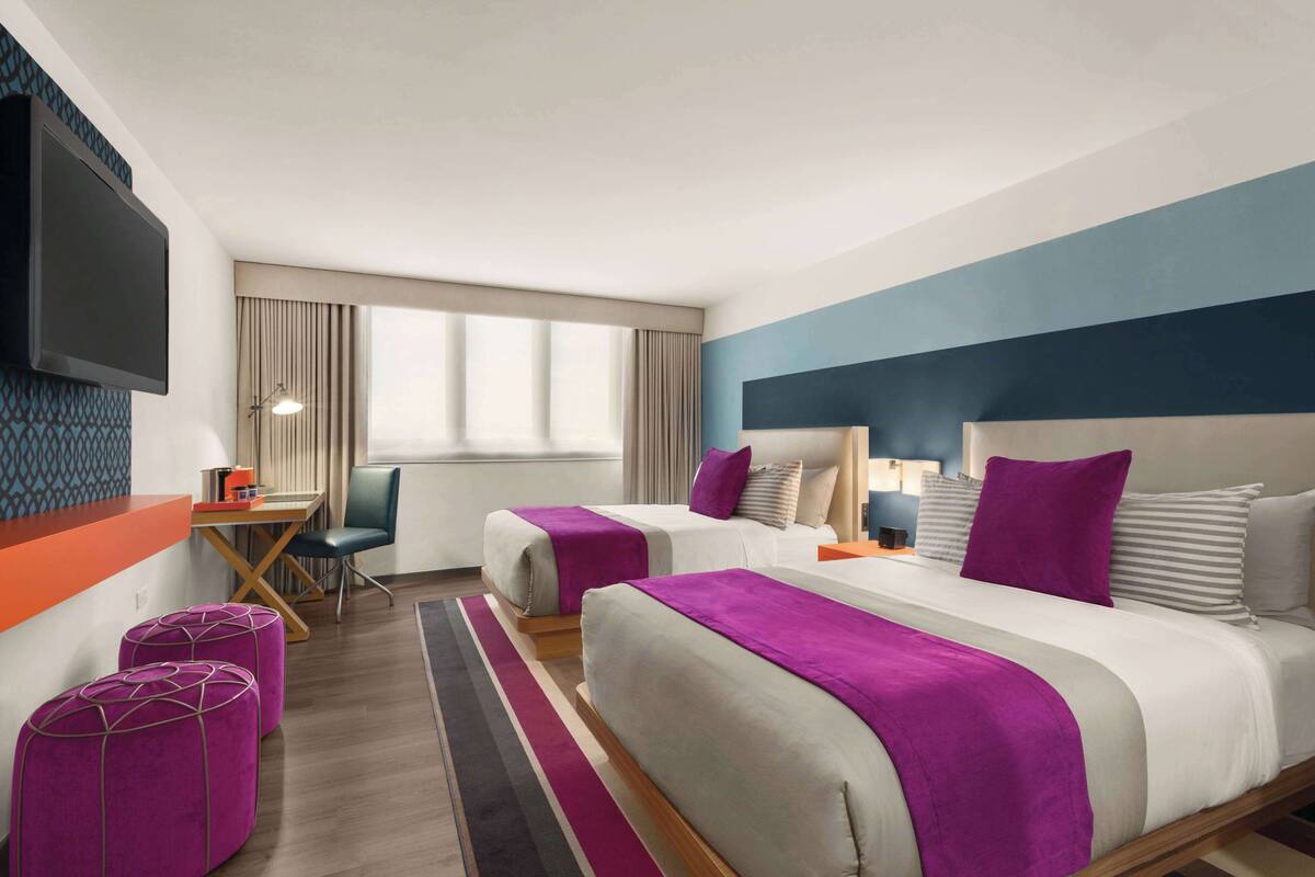 Standard Double Room, 2 Double Beds | In-room safe, desk, blackout curtains, iron/ironing board