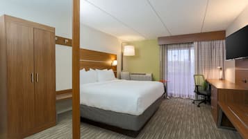 In-room safe, desk, laptop workspace, blackout curtains