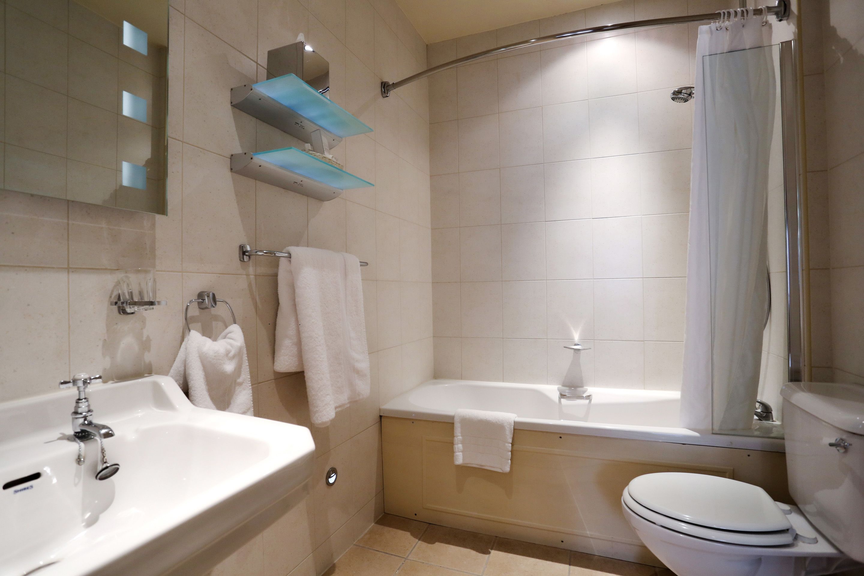 classic twin room, 2 single beds | bathroom | combined shower/bathtub, eco-friendly toiletries, hair dryer, towels