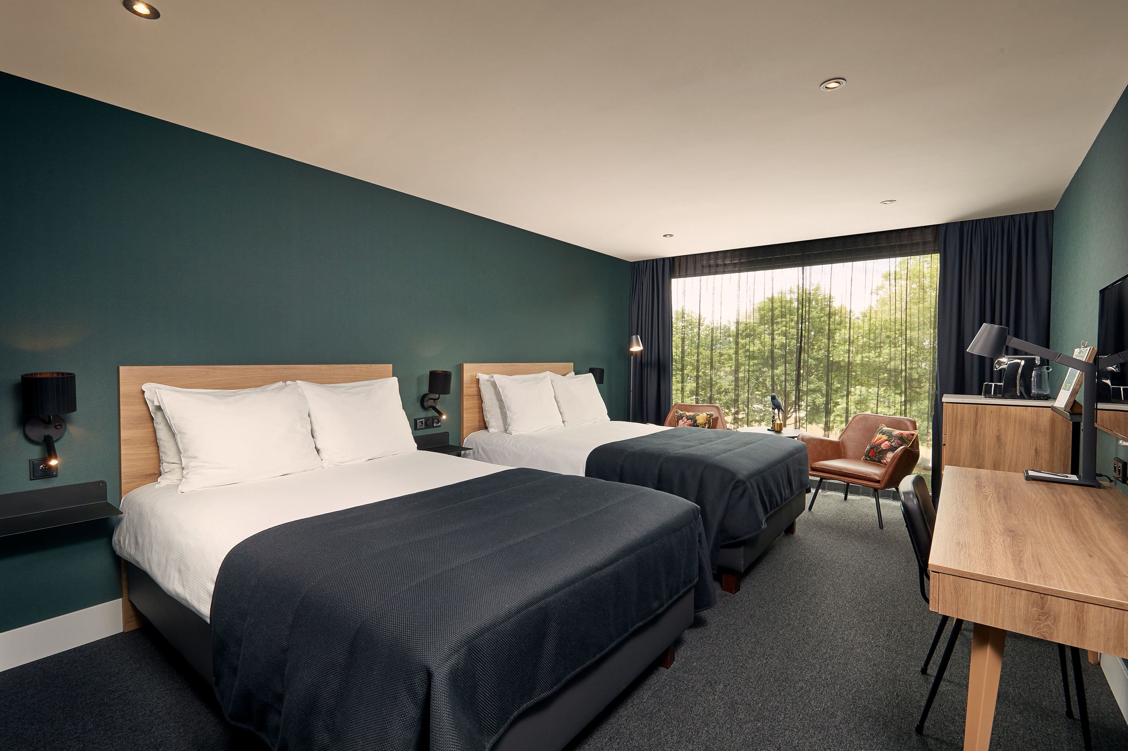In-room safe, desk, laptop workspace, blackout curtains
