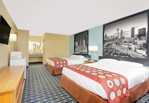 Room, 2 Queen Beds, Smoking | Desk, laptop workspace, blackout curtains, iron/ironing board