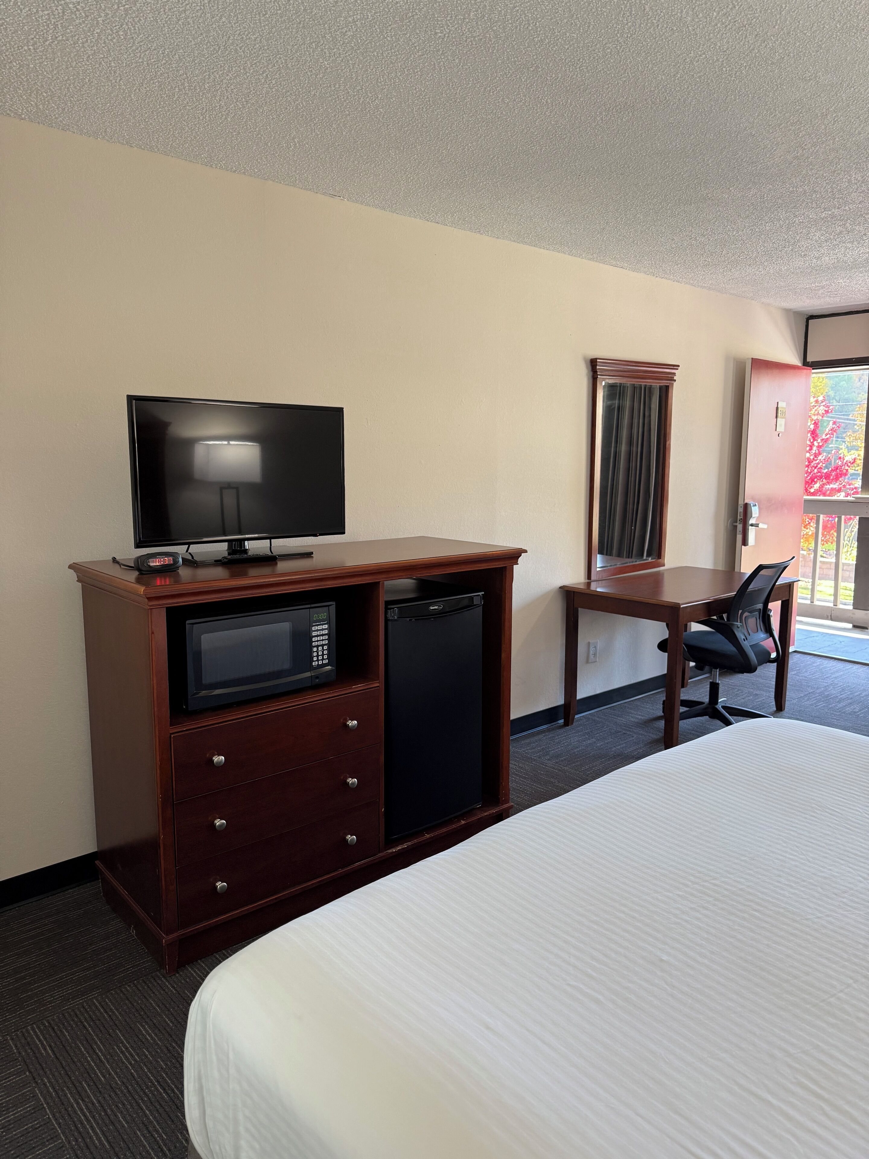 blackout curtains, iron/ironing board, free wifi, bed sheets