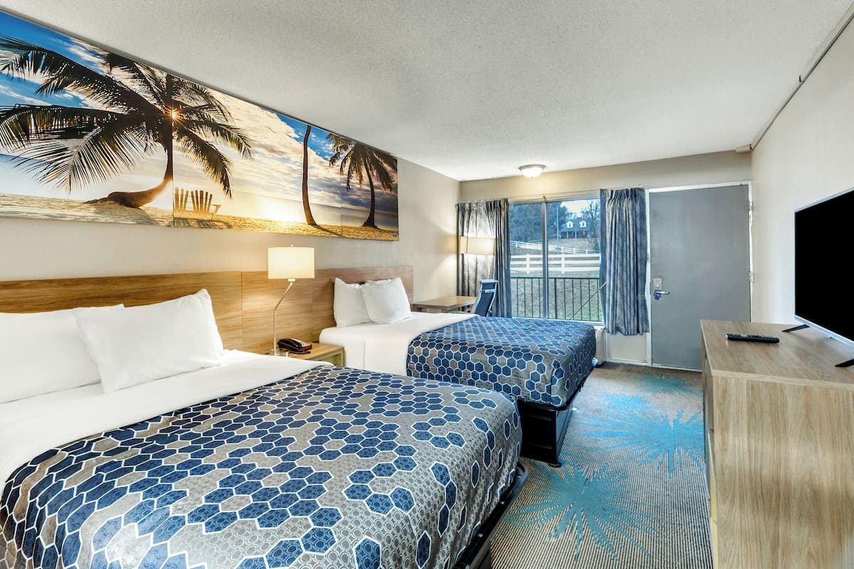 Standard Room, 2 Double Beds, Non Smoking | In-room safe, desk, iron/ironing board, free cribs/infant beds