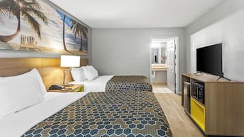 Standard Room, 2 Double Beds, Non Smoking | In-room safe, desk, iron/ironing board, free cribs/infant beds