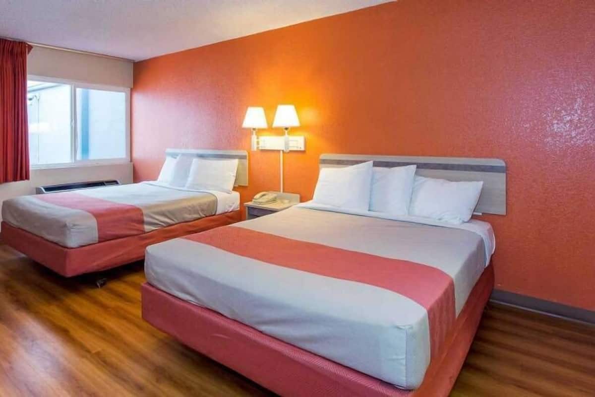 Standard Room, 2 Queen Beds, Non Smoking, Refrigerator | Desk, free WiFi, bed sheets