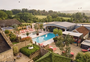 Outdoor treatment area, sauna, steam room, body treatments, hydrotherapy
