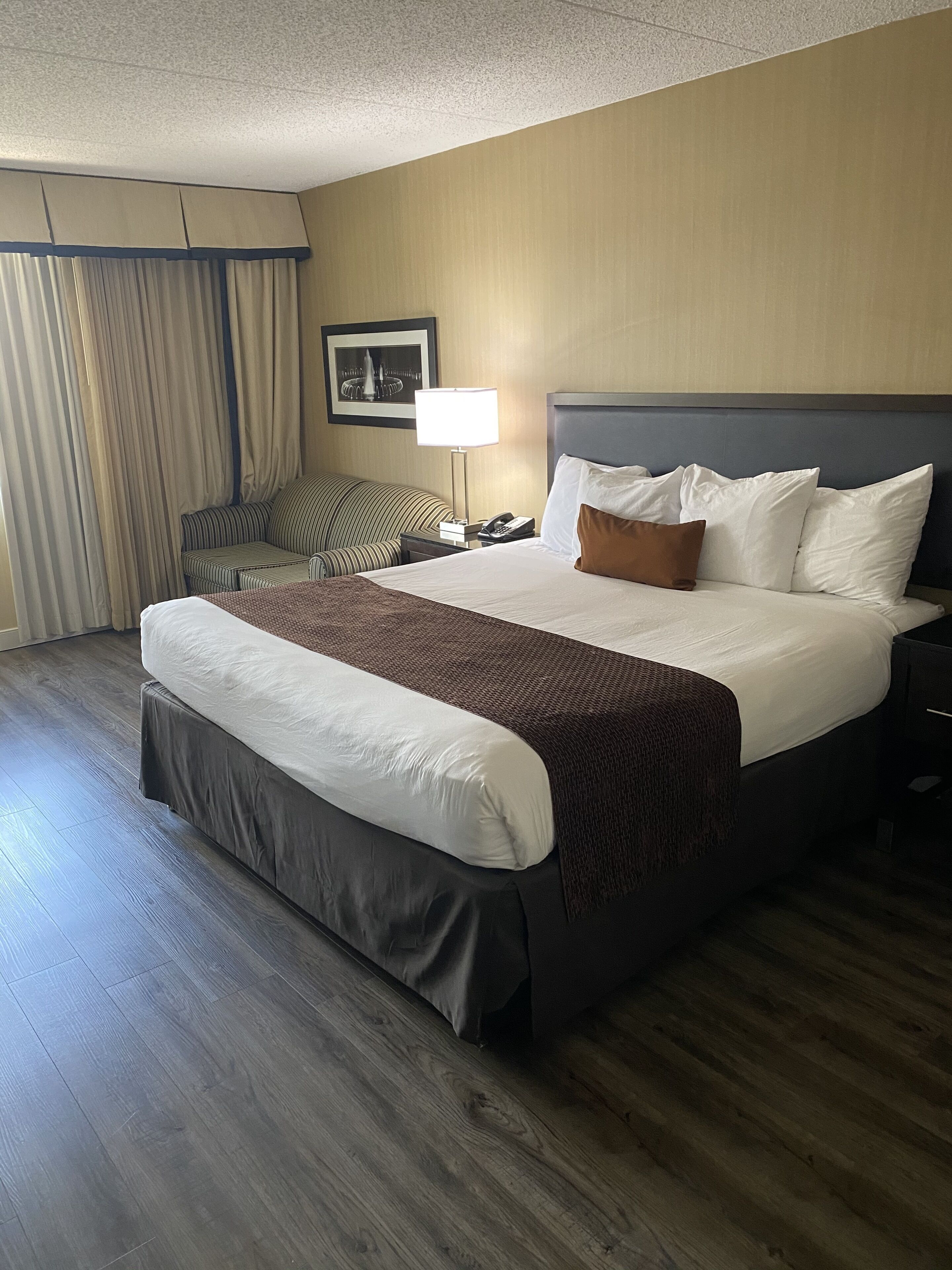 Room, 1 King Bed, Refrigerator | Down comforters, desk, laptop workspace, blackout drapes