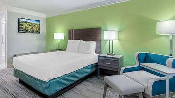 Een bureau, een laptopwerkplek, een strijkplank/strijkijzer, gratis wifi