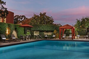 Outdoor pool, open 8:00 AM to 10:00 PM, pool umbrellas, sun loungers