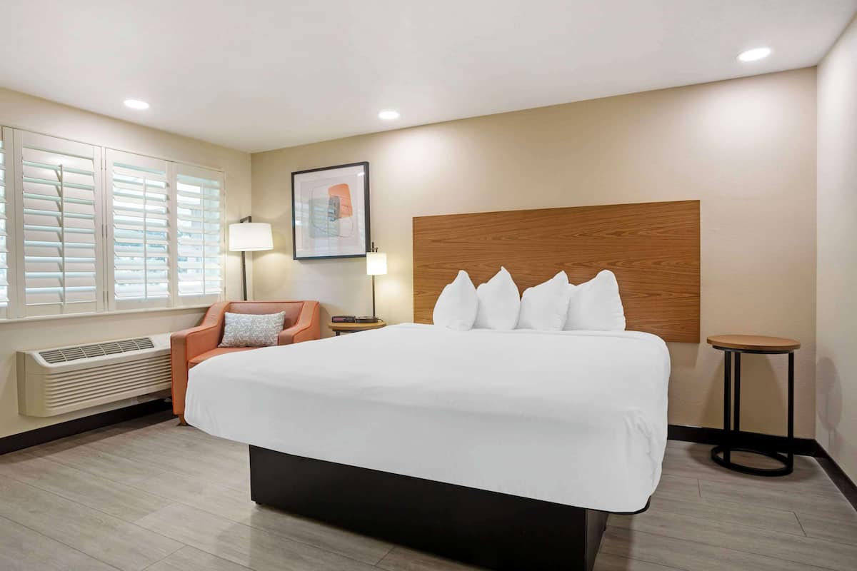 Standard Room, 1 King Bed, Non Smoking, Refrigerator & Microwave | Desk, iron/ironing board, free WiFi, bed sheets