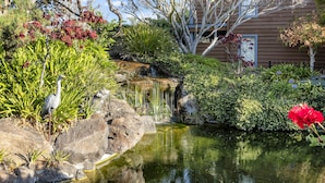 A pond with rocks, a waterfall, and various plants. - Seacliff Inn Aptos, Tapestry Collection by Hilton (Aptos)