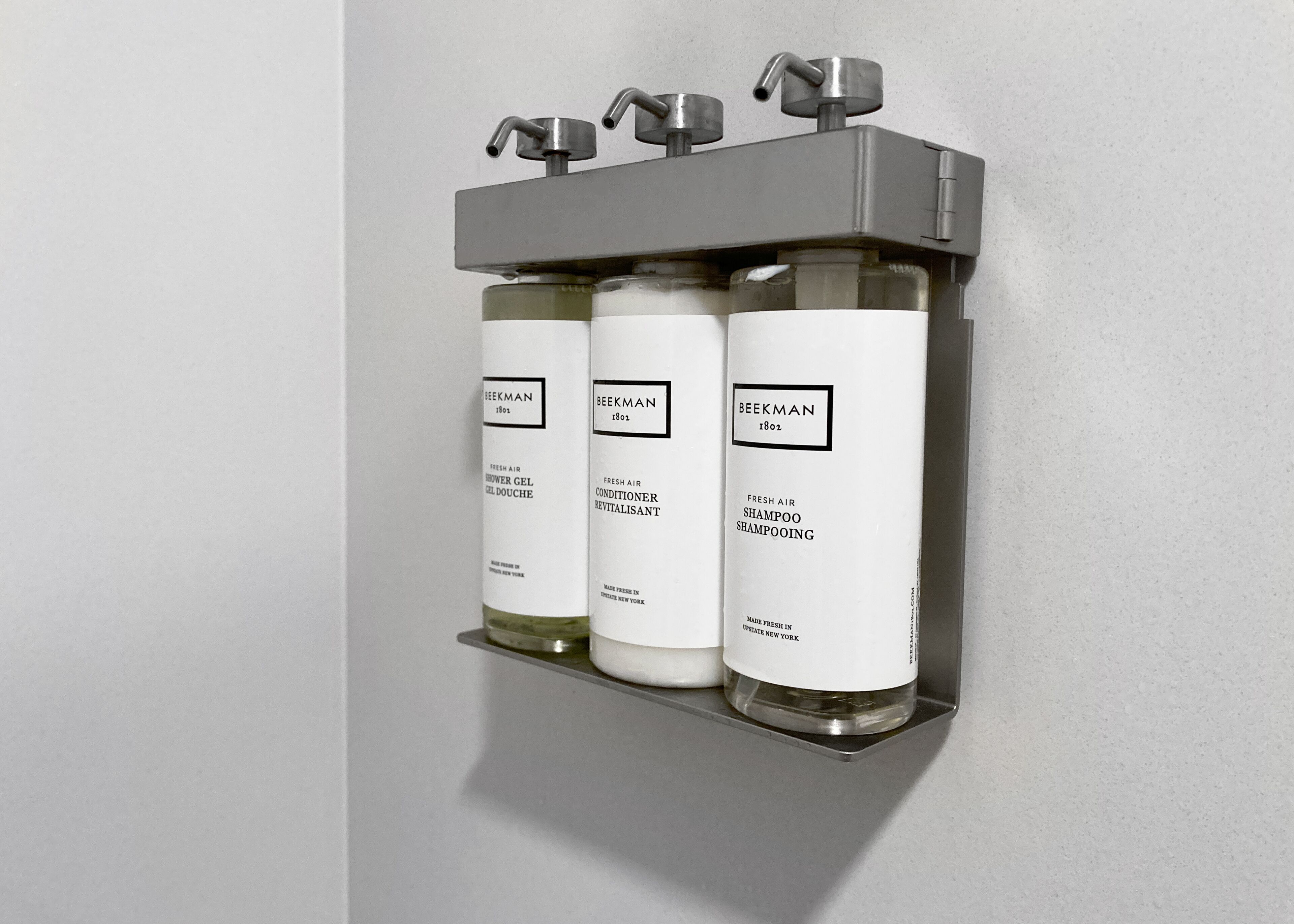 combined shower/bathtub, deep-soaking bathtub, designer toiletries