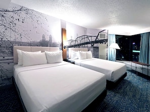 Deluxe Room, 2 Double Beds, Non Smoking | In-room safe, desk, laptop workspace, blackout drapes