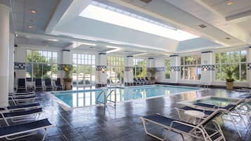 Indoor pool, seasonal outdoor pool, pool umbrellas, sun loungers