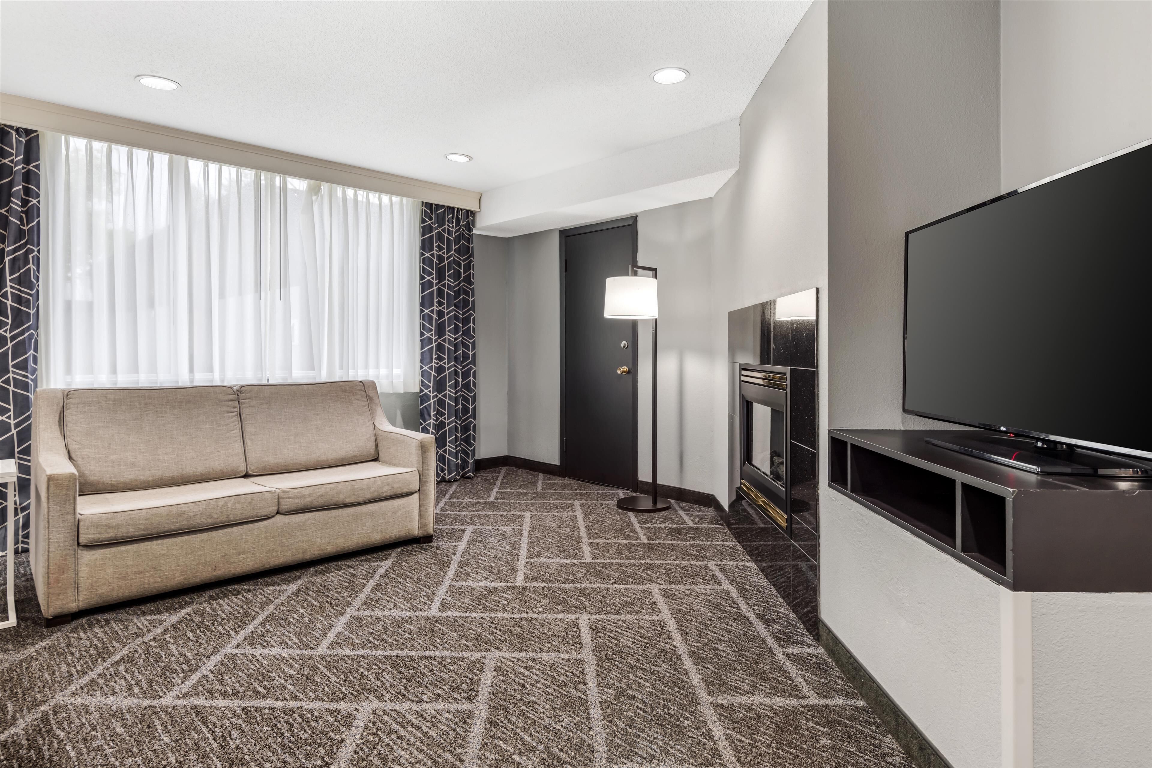 executive room, 1 king bed, non smoking, fireplace (shower only;with single sofabed) | 1 bedroom, blackout curtains, soundproofing, iron/ironing board