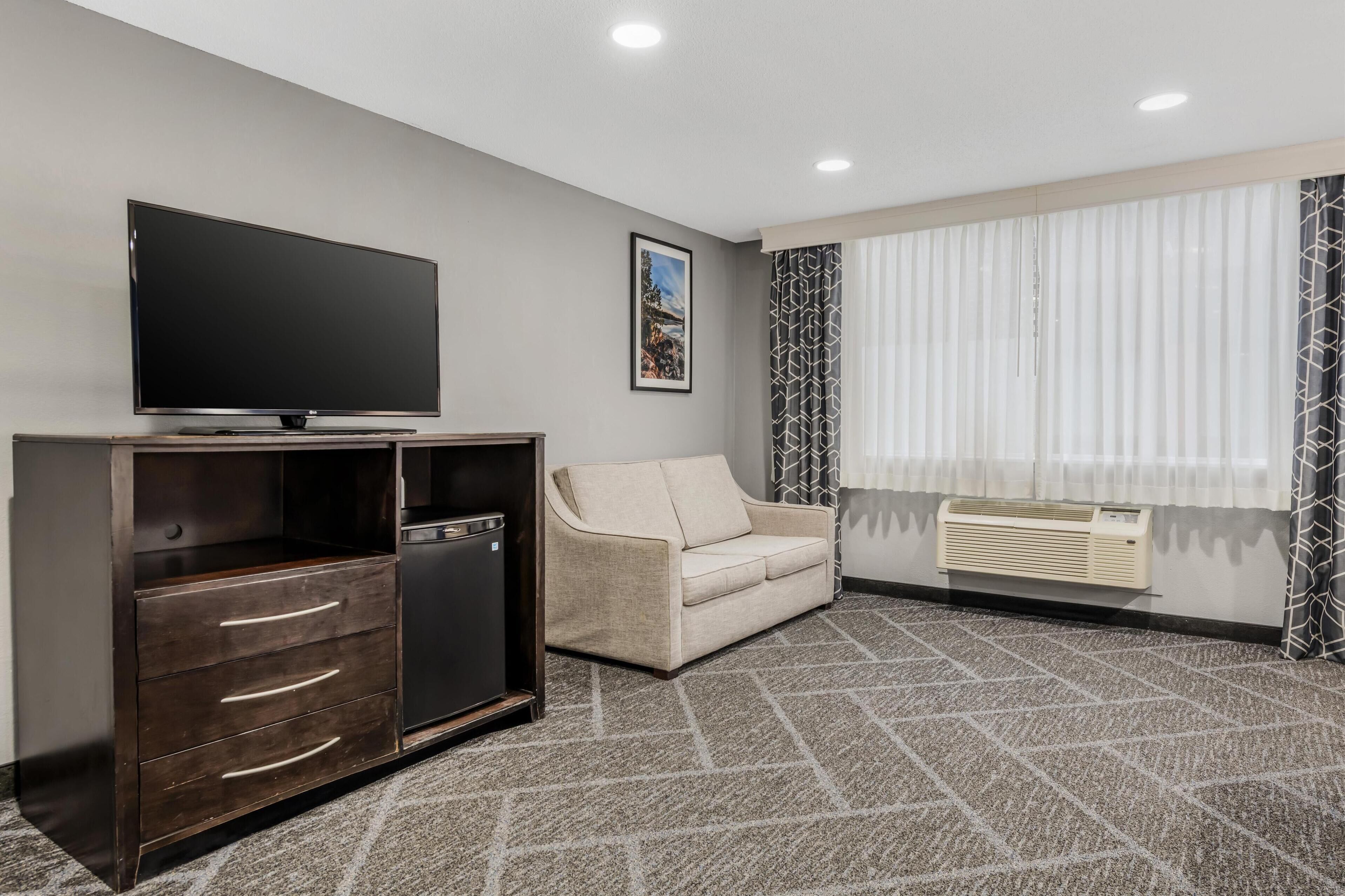 executive room, 1 king bed, non smoking, refrigerator & microwave (shower only;with single sofabed) | 1 bedroom, blackout curtains, soundproofing, iron/ironing board