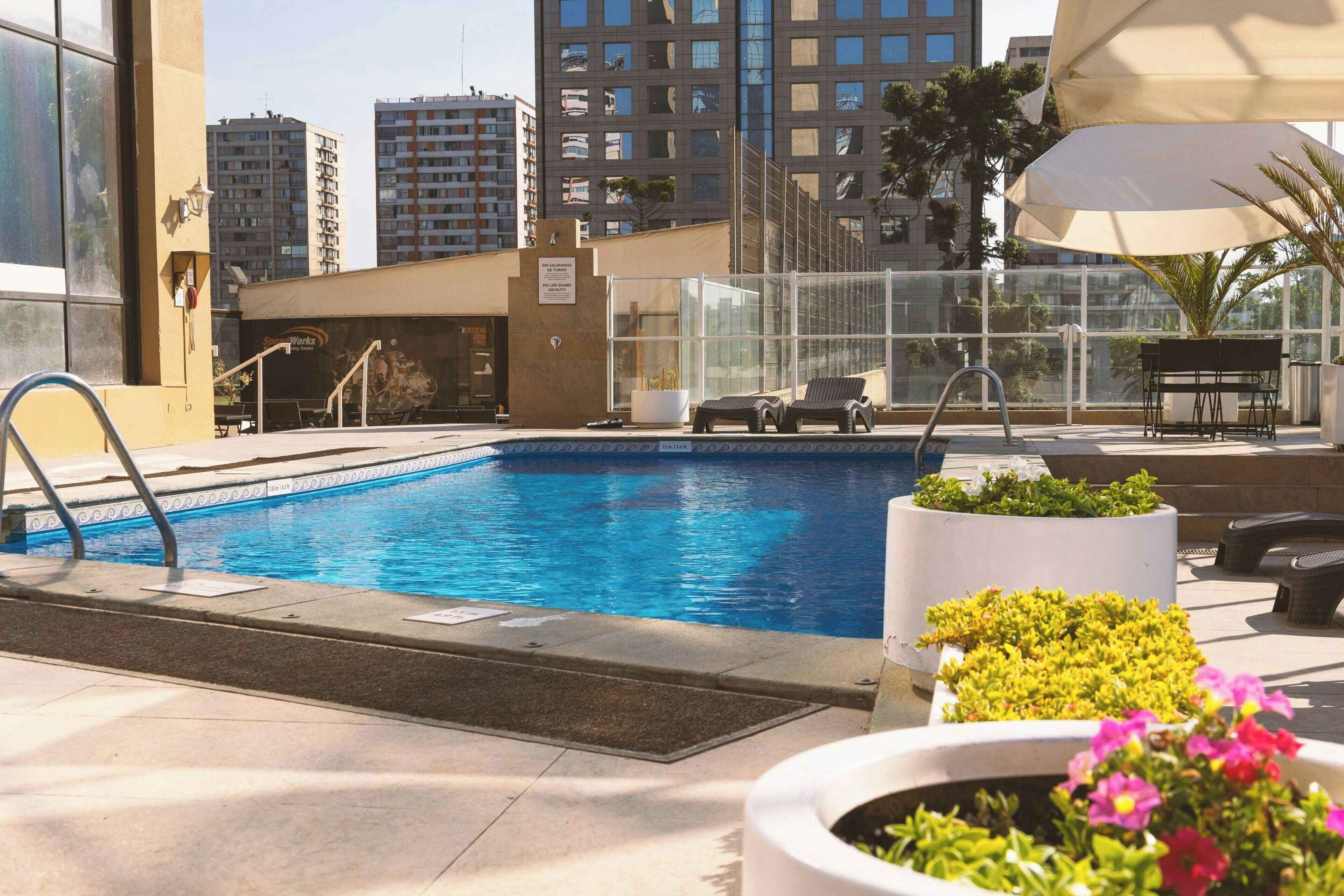 seasonal outdoor pool, pool cabanas (surcharge), pool loungers