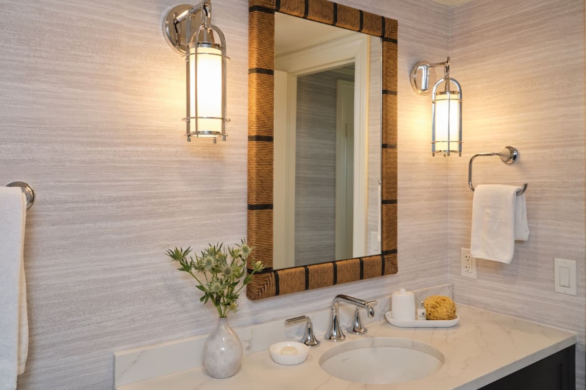 designer toiletries, hair dryer, bathrobes, slippers