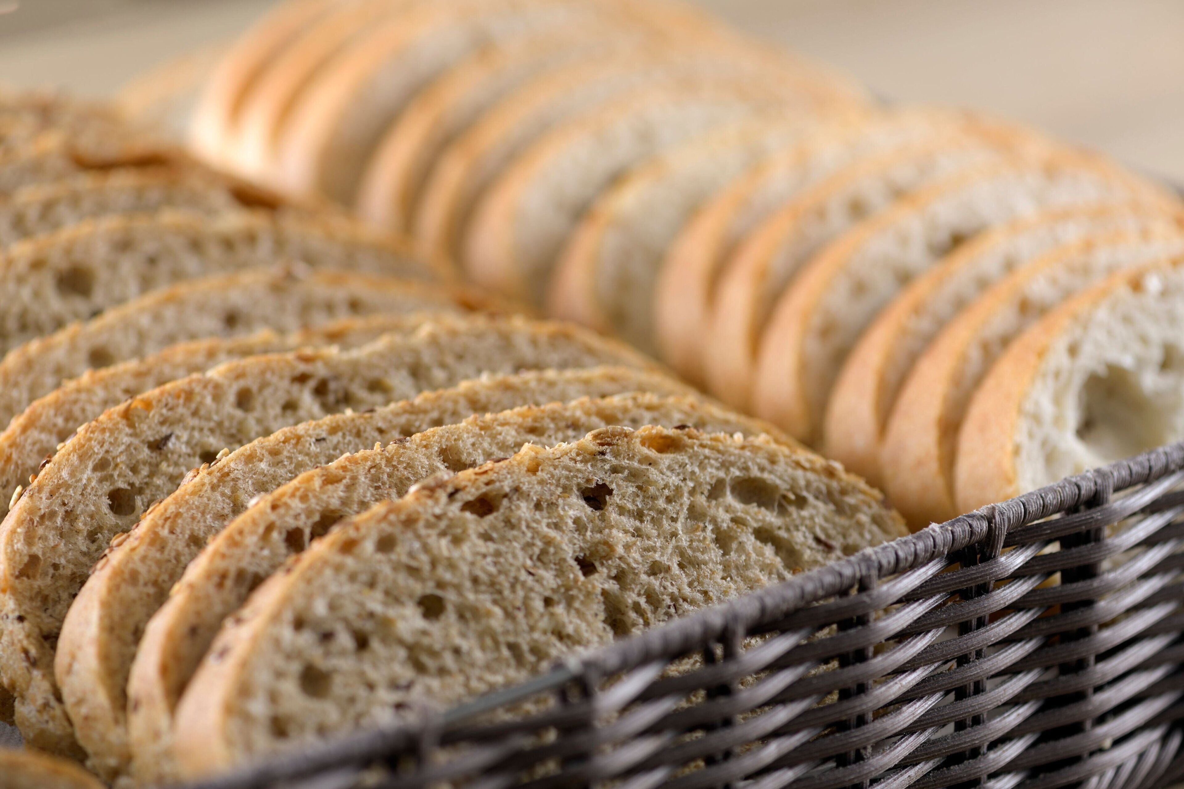 Sliced bread in a basket.