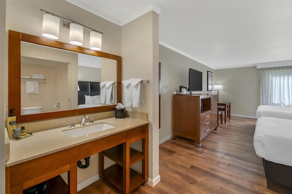Standard Room, 2 Queen Beds, Non Smoking, Refrigerator & Microwave | In-room safe, desk, laptop workspace, iron/ironing board