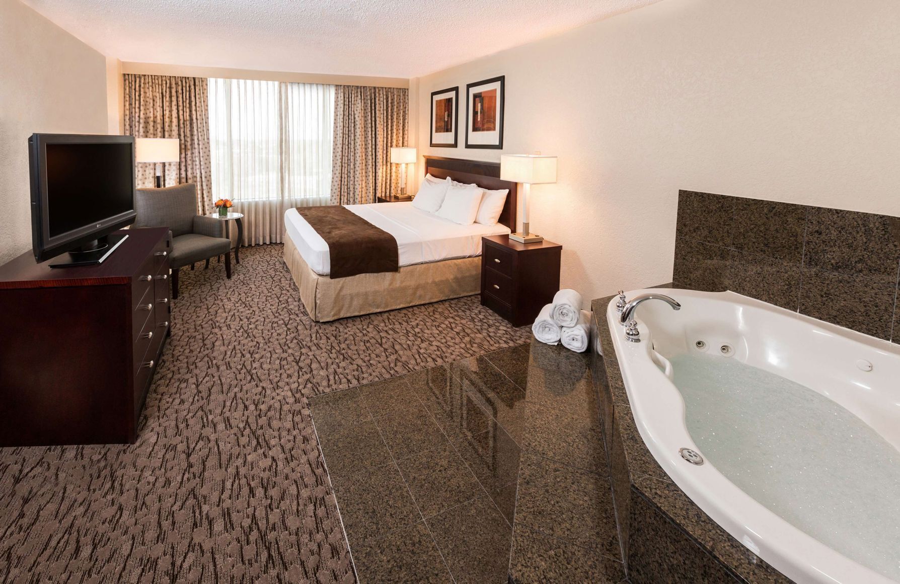 Premium bedding, down comforters, in-room safe, desk