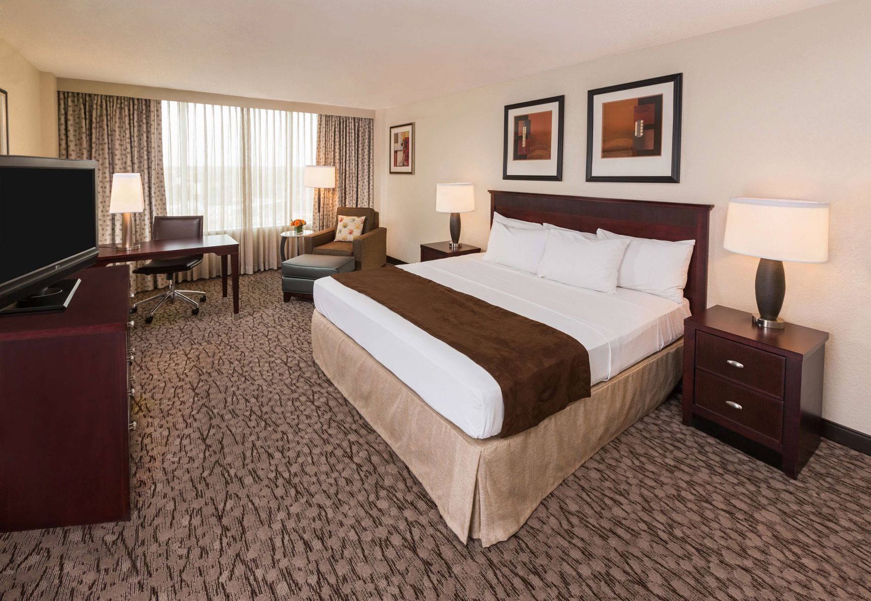 Premium bedding, down comforters, in-room safe, desk