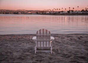 On the beach, water skiing, surfing, sailing