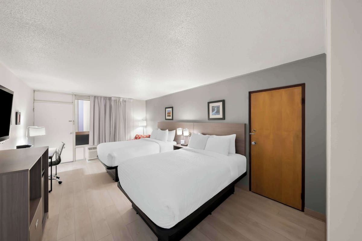 Room, 2 Double Beds, Non Smoking | Desk, laptop workspace, free WiFi, bed sheets