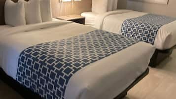Desk, laptop workspace, free WiFi, bed sheets
