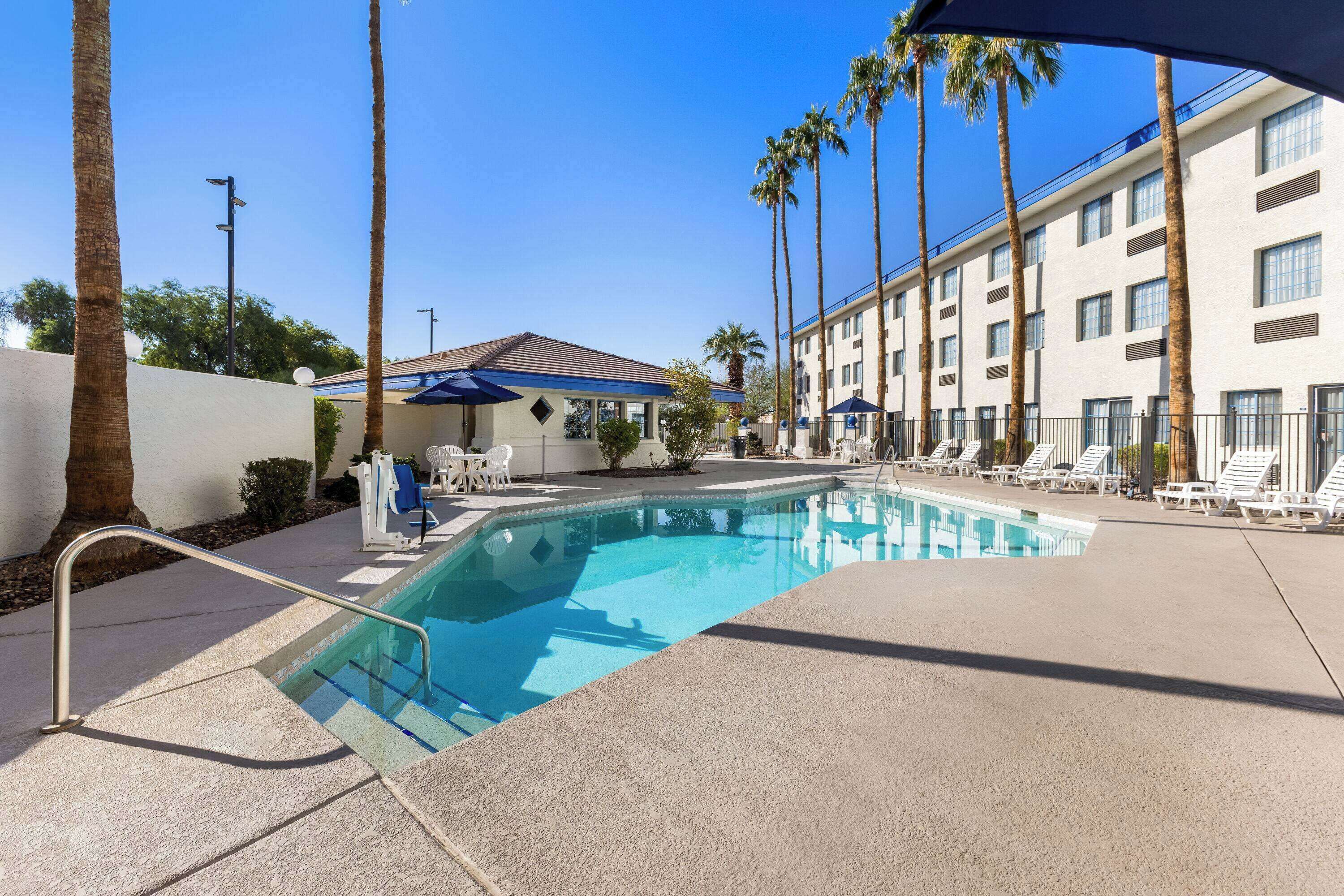 Outdoor pool, sun loungers