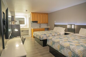 Standard Room, 2 Queen Beds, Non Smoking, Refrigerator & Microwave | Desk, laptop workspace, iron/ironing board, free WiFi