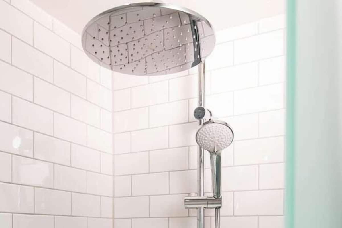 Bathroom | Shower, rainfall showerhead, designer toiletries