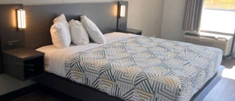 Premium bedding, desk, free WiFi, bed sheets