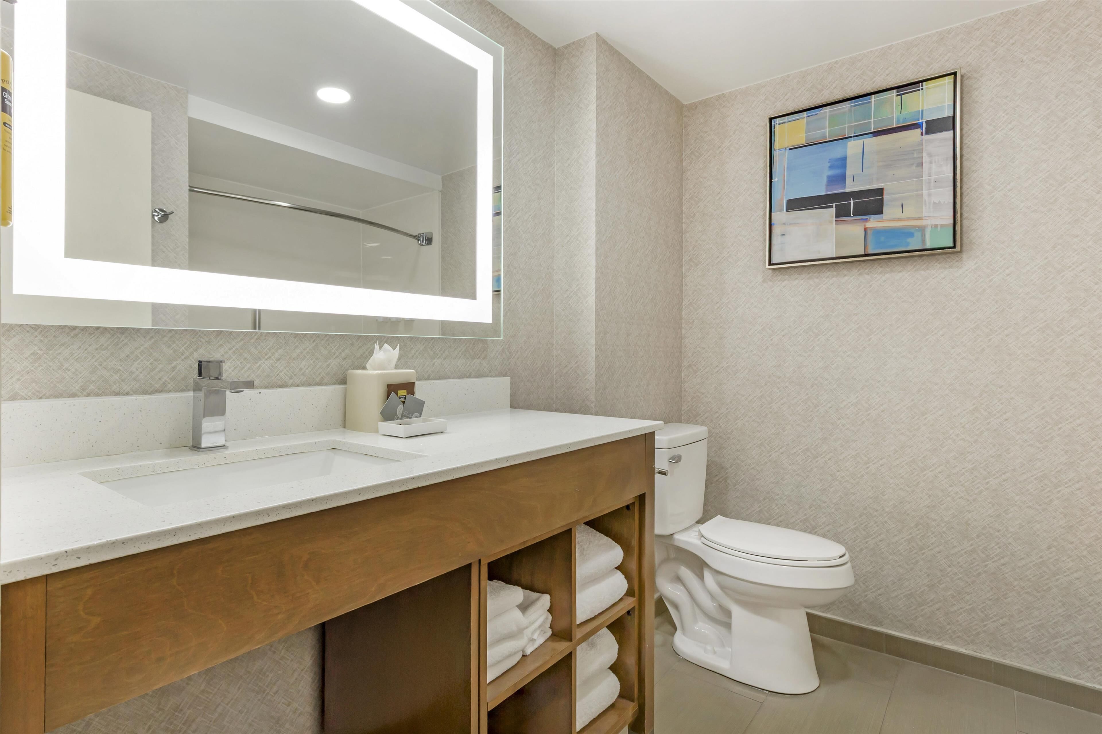 Room, 2 Queen Beds, Non Smoking, Refrigerator & Microwave (with Sofabed) | Bathroom | Combined shower/tub, hair dryer, towels