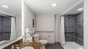 Room, 1 King Bed, Accessible, Non Smoking (Roll-in Shower) | Bathroom shower