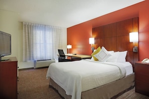 Down duvets, desk, blackout curtains, iron/ironing board