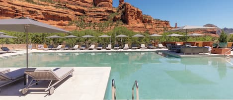 2 outdoor pools, pool umbrellas, sun loungers
