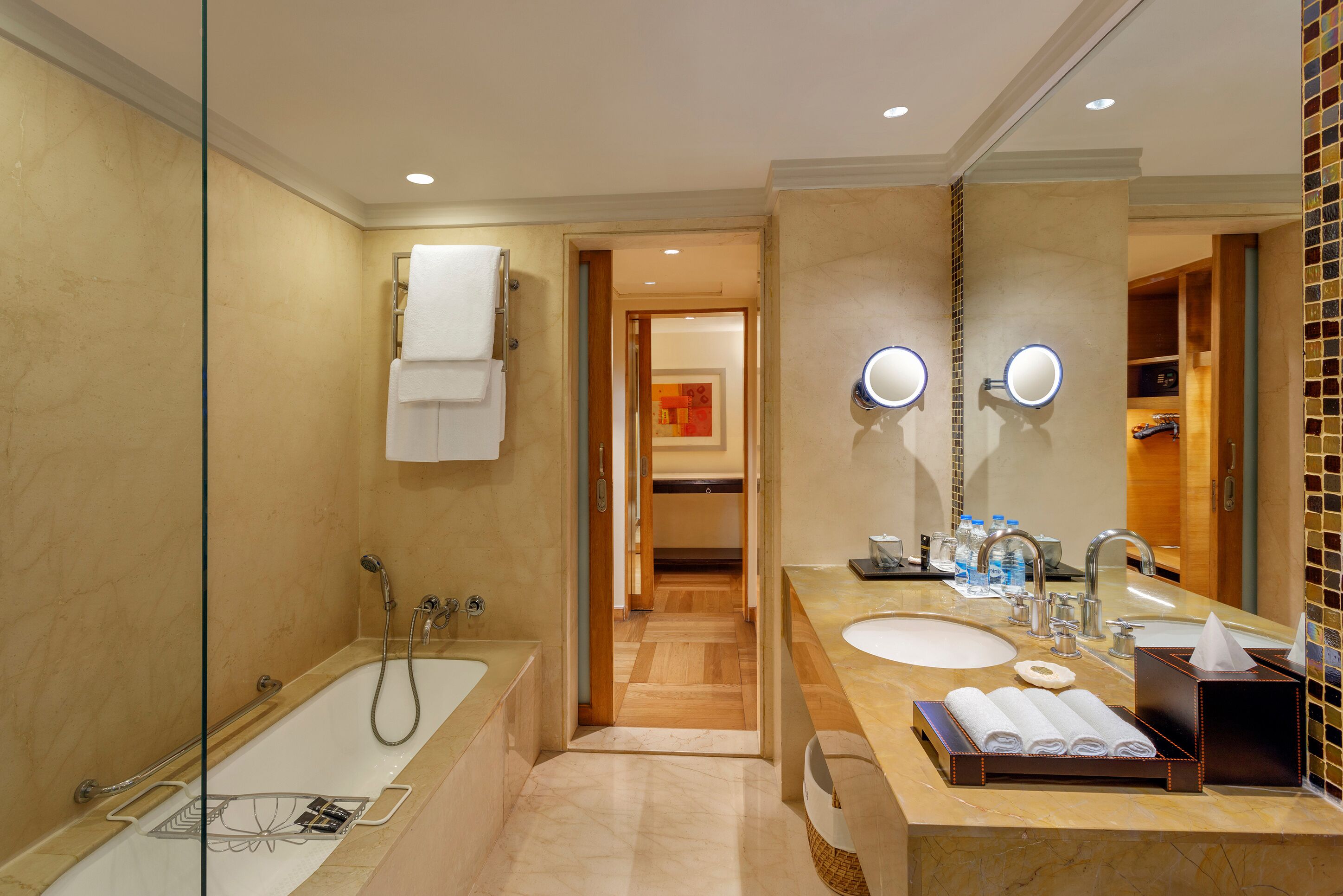 itc one | bathroom | free toiletries, hair dryer, bathrobes, slippers