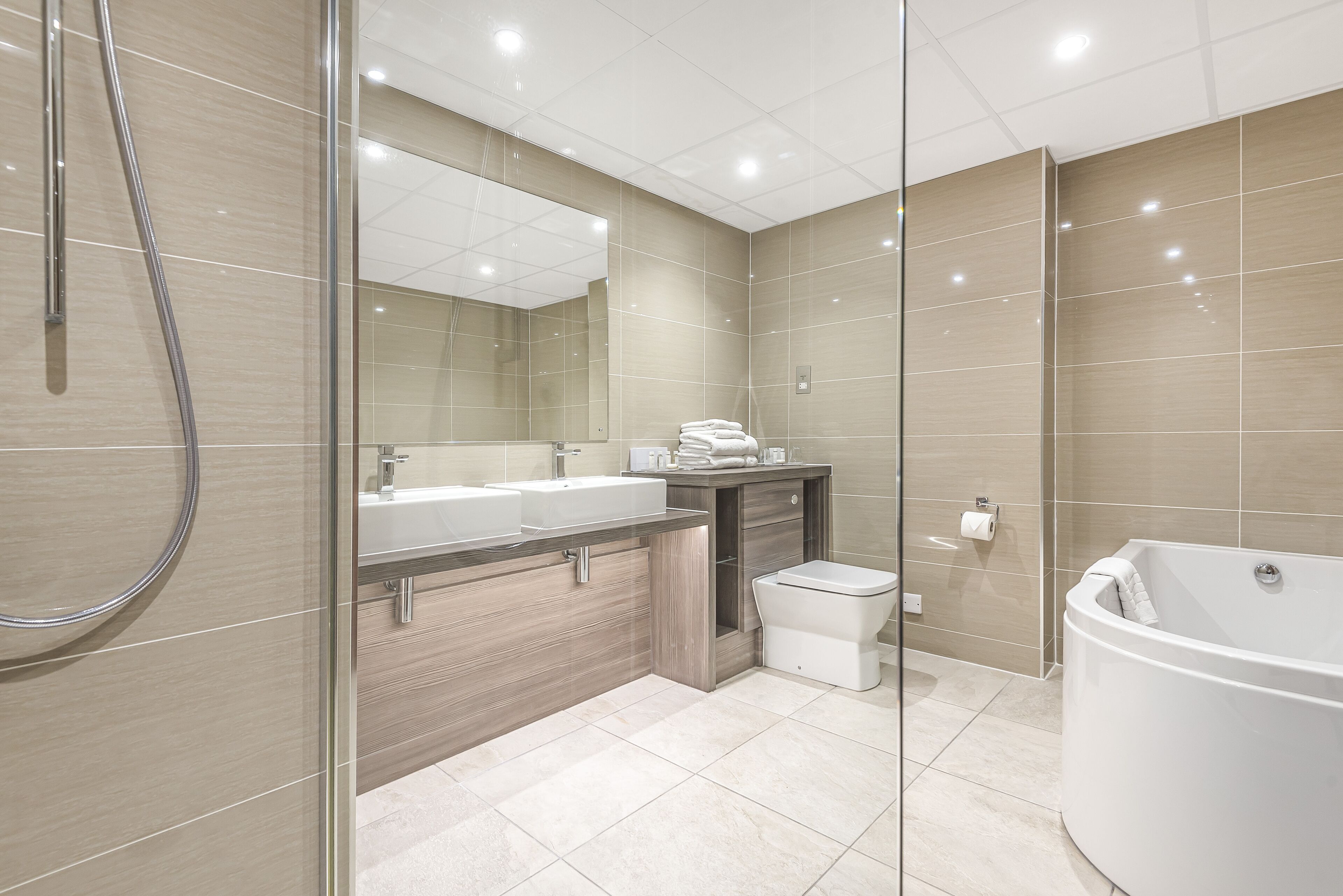 free toiletries, hair dryer, towels