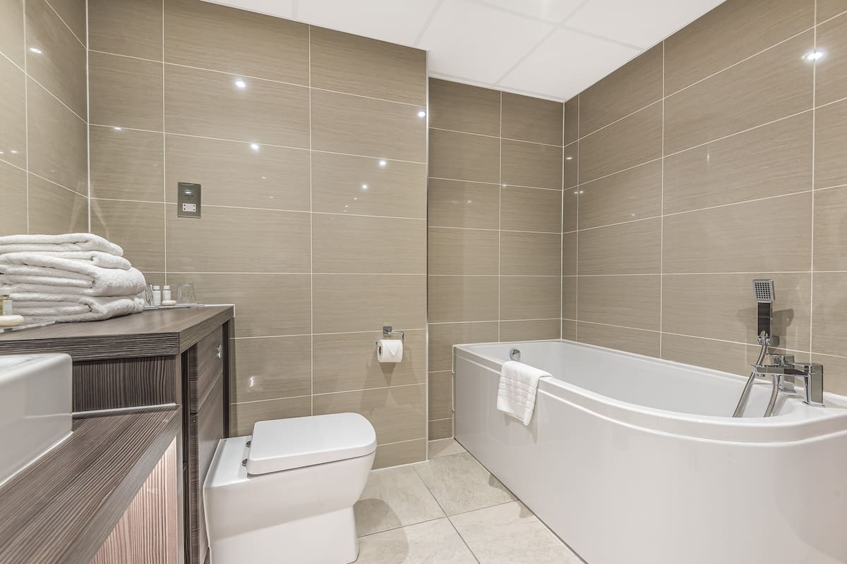 free toiletries, hair dryer, towels