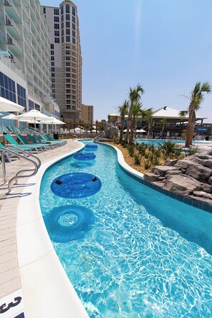 2 outdoor pools, pool umbrellas, pool loungers