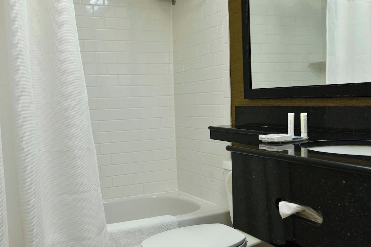 room, 2 double beds | bathroom | combined shower/bathtub, free toiletries, hair dryer, towels
