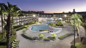 Hotel room view looking out at Avanti International Resort